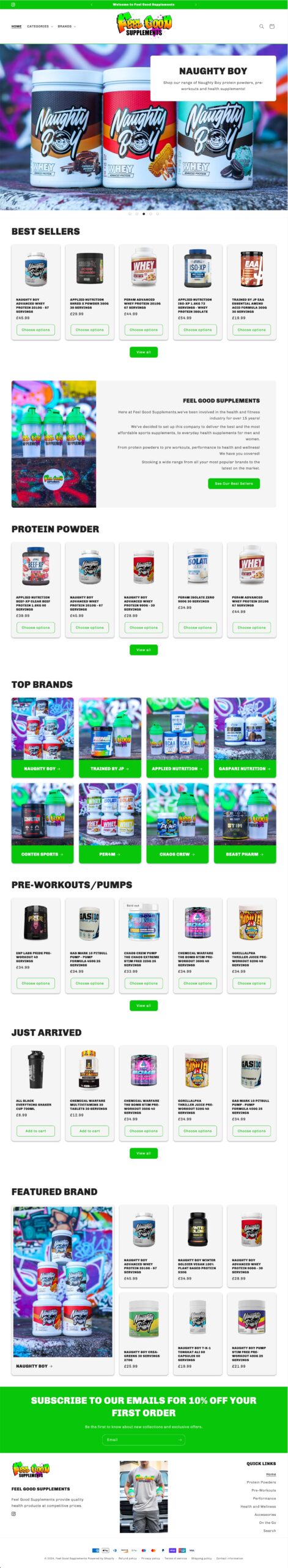 Feel Good Supplements Website