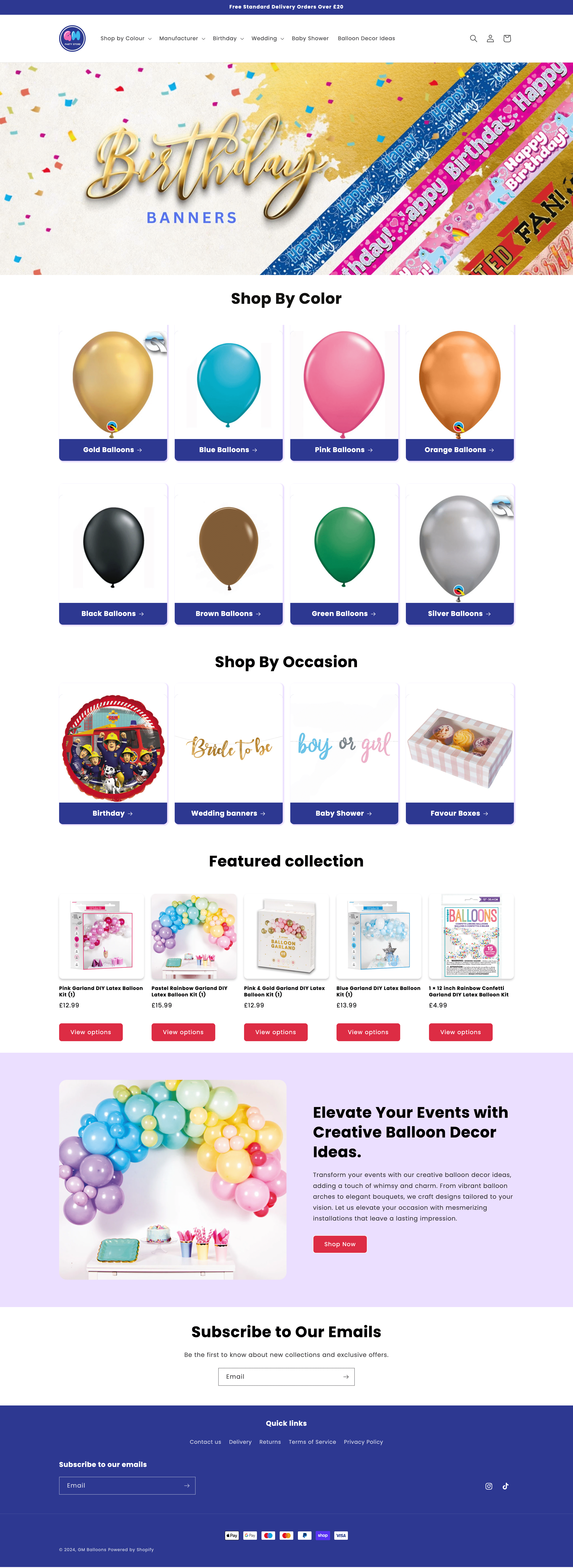 GM Party Store Website